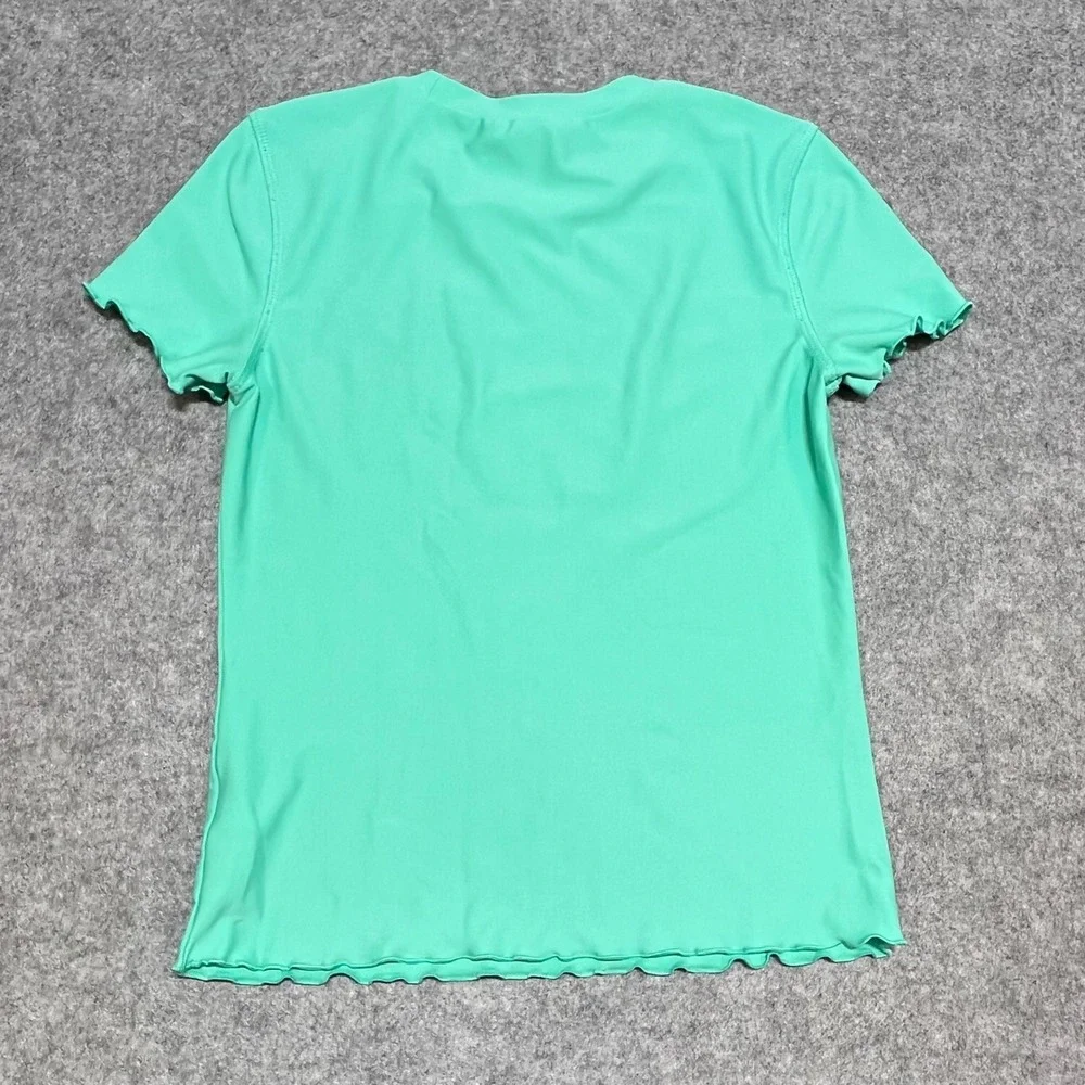 Old Navy Girls Teal Chase The Sun Graphic Rash Guard Swim Top Size L 10-12